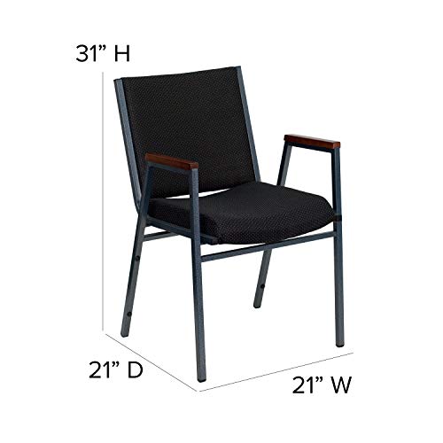 EMMA + OLIVER Heavy Duty Black Dot Fabric Stack Chair with Arms