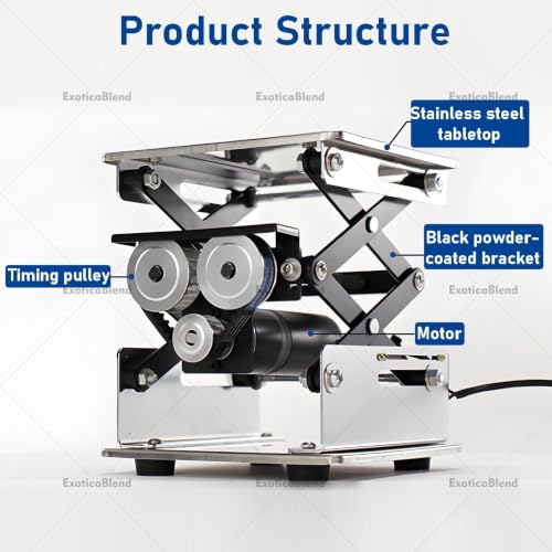 ROGHA Stainless Steel Adjustable Lab Table & Sample Stand Rack,Small Laboratory Scissor Lifting Platform, Electric Jack Stand 15 * 15cm