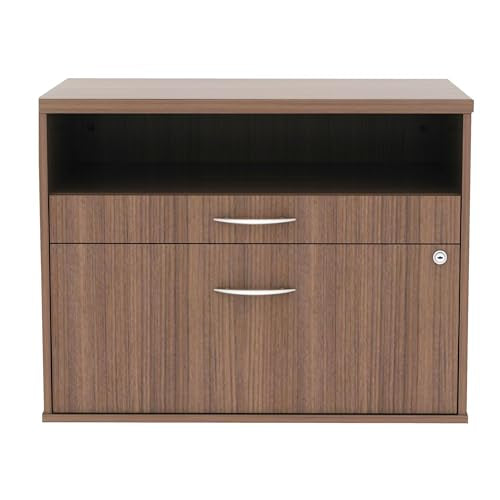 Alera Alera Open Office Desk Series Low File Cabinet Credenza, 2-Drawer: Pencil/File, Legal/Letter, 1 Shelf,Walnut,29.5x19.13x22.88