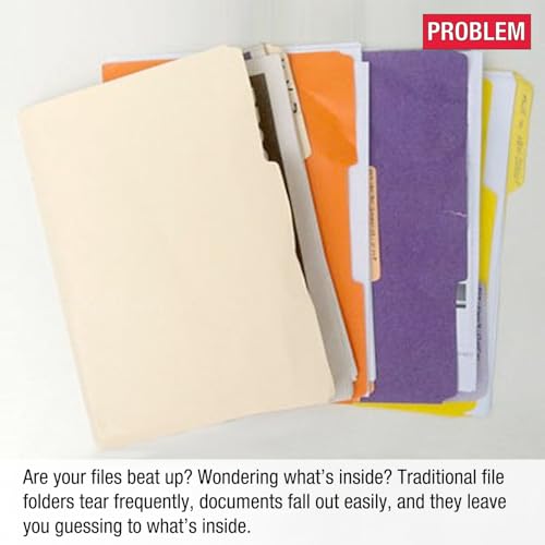 Ultimate Office Poly Color File Folders Letter Size, 5th-Cut Tabs, Set 100