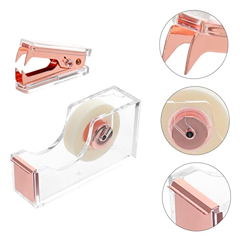 1 Tape seat Nail Remover Shipping Tape Dispenser Clear Tape Holder Paper Tape Dispenser Desk Accessories Staple Puller and Tape Dispenser Stationary Adhesive Tape Alloy Office (Golden 12.00X6.