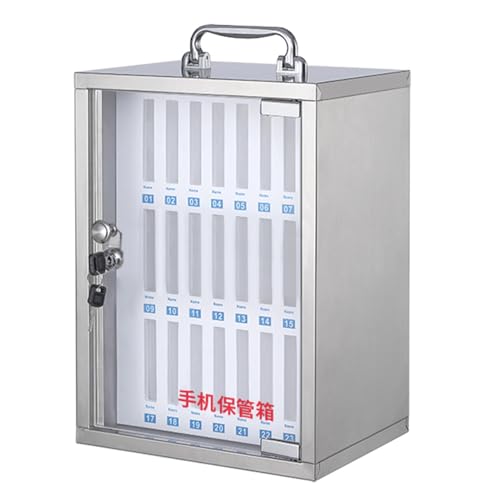 Cell Phones Storage Cabinet Cell Phone Holder, Wall- Mounted Locker Box Mobile Phone Desktop Organizer, Classroom Pocket Chart Stainless Steel Storage Locker Box, for Schools/Offices/Gyms, 24 grids