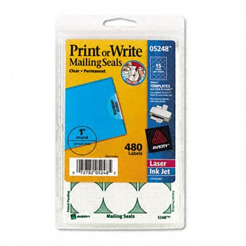Avery® Print or Write Mailing Seals LABEL,MAILNG SEAL 480,CLR 11847RNN (Pack of10)