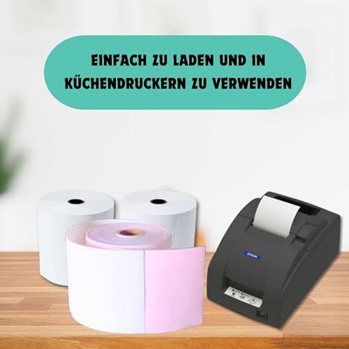 76 x 76mm, 2ply Premium Paper Till EPOS Kitchen Printer Receipt Rolls - Carbonless - (Box of 20 Rolls) - 2 PLY, Non-Thermal