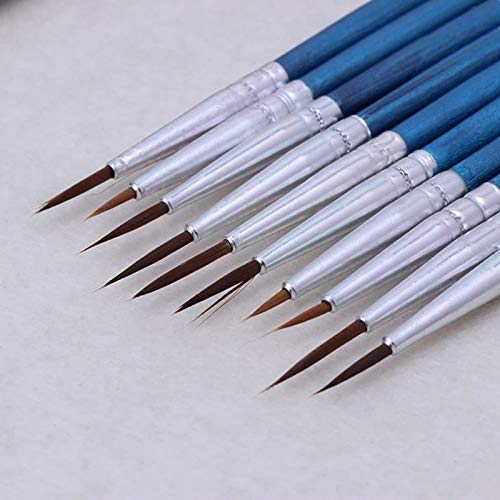 HBJWOV 10 Pcs Nylon Hair Artist Paint Brush Acrylic Watercolor Round Hand Point Tip