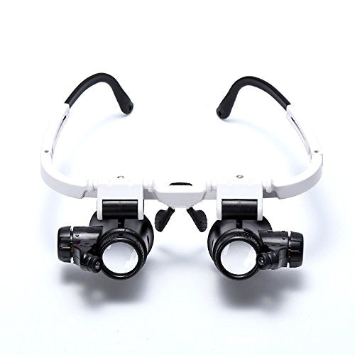 8X 15x 23x Double Eye Loupe Head Wearing Repair Jeweler Watch Clock Magnifier Illuminated Magnifying Glass with LED Light Vision