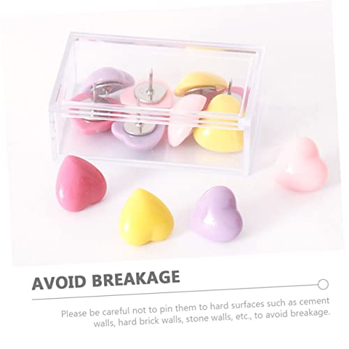 Color Poster 32 Pcs Colored Love Pins Tacks Decorative Pushpins Portable Push Pin Bulletin Board Decorations Cute Thumbtacks Thumb Tacks Maps Push Office Accessories Heart Metal (Random Colorx