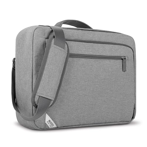Solo New York Backpack Briefcase - Laptop Carrying Bag for Women & Men, Fits 15.6" Computer, Brief for Travel & Work, Front Zippered Pocket, Adjustable Shoulder Strap - Re:Utilize, Gray