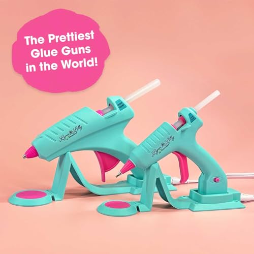 Surebonder Lynn Lilly Edition Detail Tip Mini-Size and Full-Size Cordless/Corded Hot Glue Guns with Fabric and All Purpose Hot Glue Sticks and 19" x 19" Pink Silicon Non-Stick Glue Pad Included