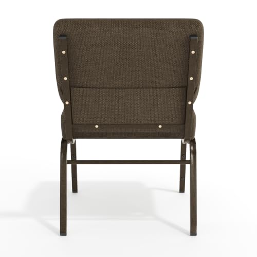 Flash Furniture 4 Pack HERCULES Series 21''W Stacking Church Chair in Brown Fabric - Gold Vein Frame