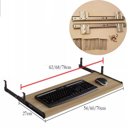 DOUKI Keyboard Tray Wooden Pull Out Keyboard Drawer Under Desk 24" Ergonomic Desk Extender Tray Sliding, Computer Keyboard Holder/Shelf for Typing (Color : White, Size : 28" x 11"(70x27cm))
