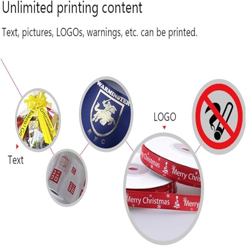 Satin Ribbon Printer with Spool Holder, Label Printer, Foil Stamping Printing Machine, 150mm/s Speed, Multi-Language DIY Decorative Ribbons Supports 50+ Languages for Present Wrapping Singlerow