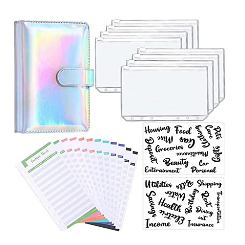 ONMYJFD A6 Binder Budget Planner Notebook Covers Folder A6 Size 6 Hole Binder Pockets Binder Zipper Money Saving Envelope(E)