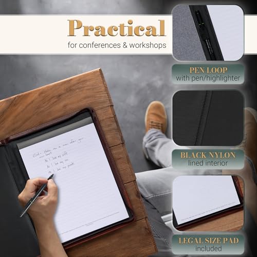 Christian Art Gifts John 3:16 Cross Two-Tone Zippered Brown Faux Leather Padfolio/Portfolio Folder Notepad with Single Pen with Highlighter Tip for Notes
