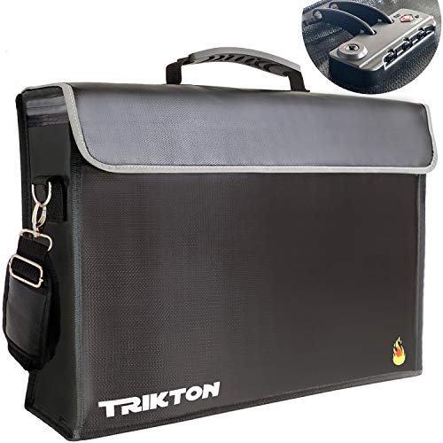 TRIKTON XXL Fireproof and Waterproof Document Bag with TSA Lock (17.5x13x5 in) High-Viz, Flexible Fireproof Bag for A3 & Legal Size Files, Safe Box Alternative for Home Office & Travel