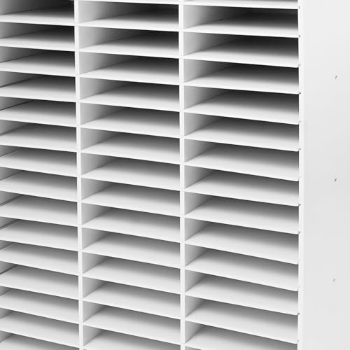 MhdunueSK Literature Organizer,Desktop File Sorter Mail Center,Paper Storage Cabinet with 48 Slots Compartments,Suitable for Home School Office (48 Slots White)