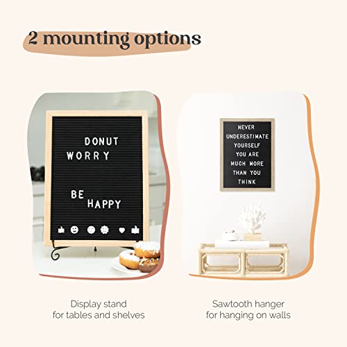 TrendArti Felt Letter Board - 680 Letters, Numbers & Symbols, 16 x 12 inch, Changeable Message Board for Notes & Announcements, Wood Frame, 2 Storage Bags, Light Brown Frame