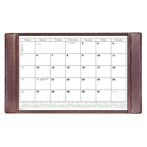 Chocolate Brown Leather Desk Pad w/Calendar, 34 x 20