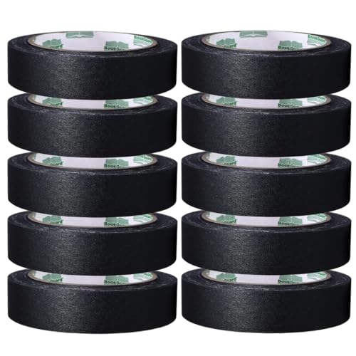 BookGuard 1 Inch Black Book Repair Cloth Tape 15 Yard Roll, Case of 10