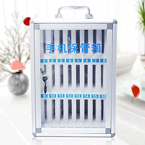 FENOKD Wall-Mounted Aluminum Alloy Cell Phones Storage Cabinet Pocket Chart Storage Locker Box, with Handle and Security Lock, for Classroom Office (Silver 24)，Silver-24