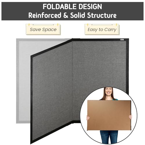 Gideal Large Bulletin Board 36 x 48, Cork Boards for Walls, Black Wood Framed Corkboards with Grey Fabric, Foldable Cork Board for Office, Home & School, Wall Mounted Notice Pin Display Board
