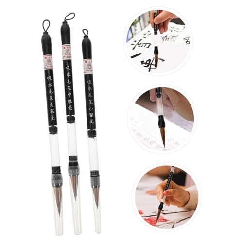 Chinese caligraphy brush, 3pcs Lang Hair Brush Regular Script Brushes Kanji Art Brushes Japanese Sumi-e Drawing Brush Student Calligraphy Pens Calligraphy Writing Brush Chinese Ink Brush Ink Brush Pen
