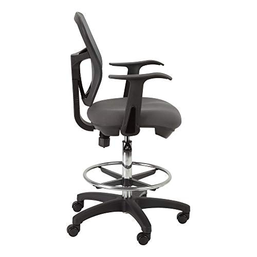 Norwood Commercial Furniture Adjustable-Height Office Mesh Drafting Chair with Chrome Footrest Ring & Optional Arms