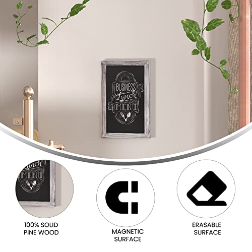 Flash Furniture 11x17 Wall Mount Magnetic Chalkboard, Whitewashed, 10-Pack