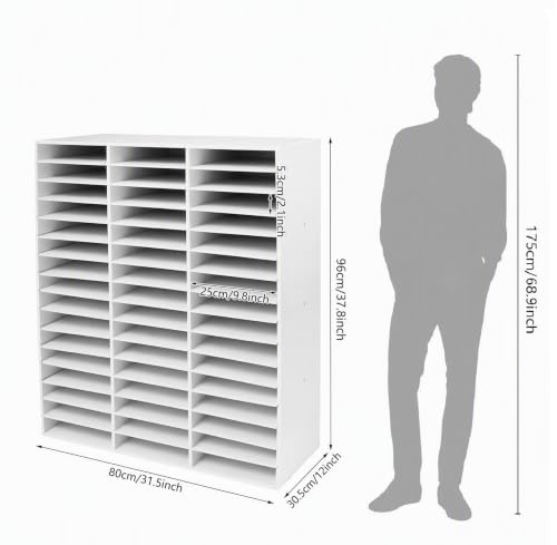 JSEBNHCUX Mail Sorter Cabinet Wood Literature Organizer 48 Compartments