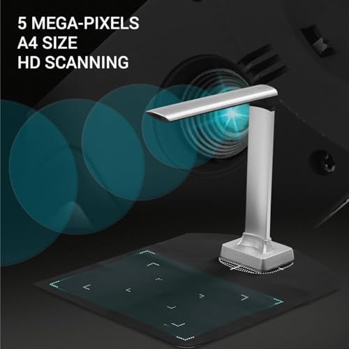 Document Camera, Book Scanner Equipped with 5MP Document Camera, Captures A4 BK31 for Recognition, Improves Efficiency for Live Demo, Distance