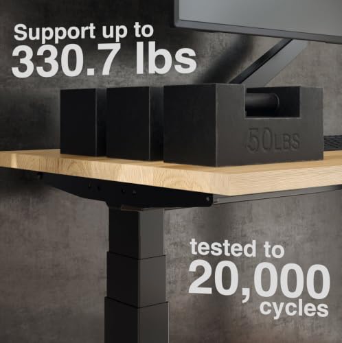 Desky Dual Hardwood Sit Stand Desk Acacia 48" Space Gray