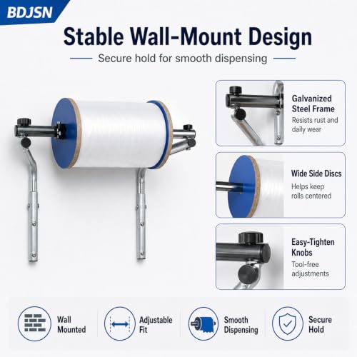 BDJSN Foam Wrap Roll Dispenser, Wall Mount Bubble Cushion Wrap Holder, Galvanized Steel Packaging Film Rack for Shipping Stations, Warehouses, Moving and Packing Workspaces 30cm