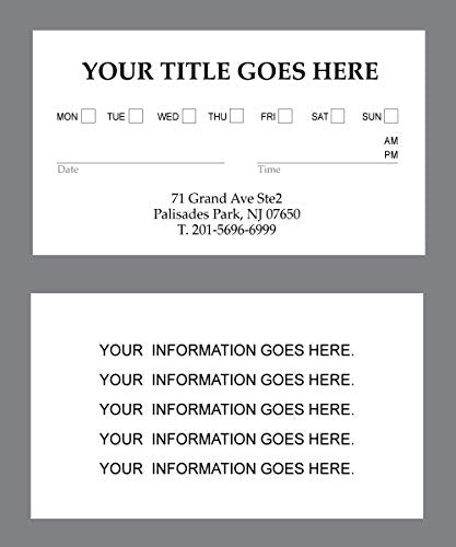Impactonlineprinting Custom Appointment Business Cards - (250pcs to 2,500pcs) - Appointment Reminder Card on Front, Your Business Card Info on Backside - Made in the USA