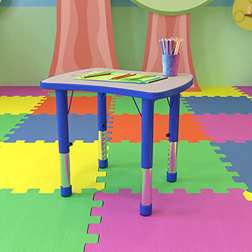Classroom Essentials 21.875''W x 26.625''L Rectangular Blue Plastic Height Adjustable Activity Table with Grey Top