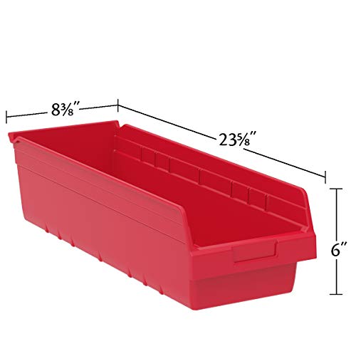 Akro-Mils 30084 Plastic Nesting ShelfMax Storage Bin Box, (24-Inch x 8-Inch x 6-Inch), Clear, (6-Pack)
