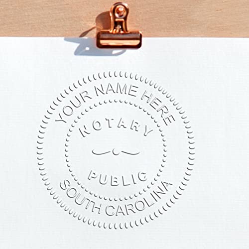 Heavy Duty South Carolina Notary Embossing Seal, Long Reach Desk Stamp SC
