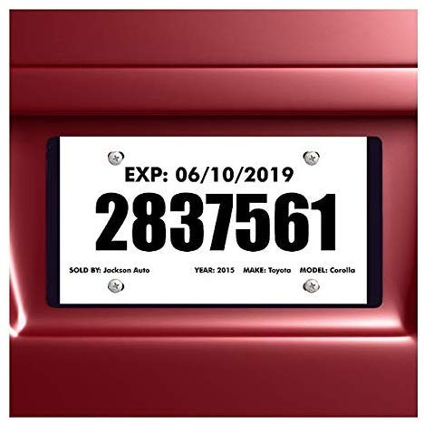 Tear Resistant Temporary Tags for Car Dealers - Blank Printable - 2 Perforated Tear Off Sections