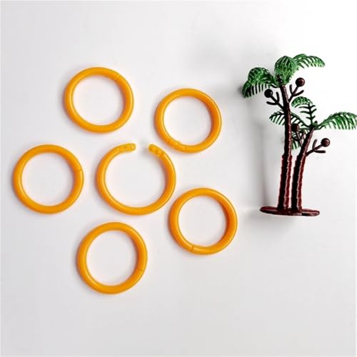 Binder Rings 500pcs Removeable Color Plastic Loose Leaf Binding Ring Clip Coil for DIY Travel Diary(28mm-Orange)