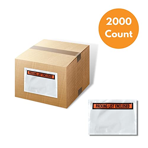 PSBM 2000 PCS 7.5 x 5.5 Inch Orange Panel Face Packing List Enclosed Envelopes, Invoice Slips Pouch for Mailing Labels, Invoices, Documents and Packing Slips