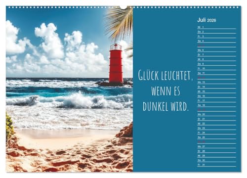 A Portion of Happiness – Motivational Calendar for the Whole Year (High-Quality Premium Wall Calendar 2026 DIN A2 Landscape), Art Print in High Gloss: Calendar with ... to Be Happy (CALVENDO