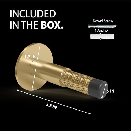 Mega Handles Knurled Baseboard Door Stop Satin Brass (3-Pack) - Wall Mount