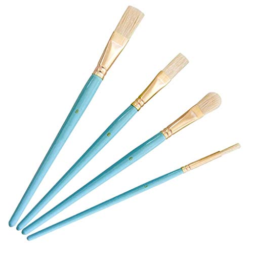 HBJWOV 4Pcs Senior Drawing Brushes Drawing Art Supplie Aluminum Tube Artist Paint Brush Oil Painting Brushes Wooden Handle Sky
