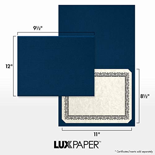 LUXPaper 9.5" x 12" Certificate Holders | Nautical Blue Linen | 100lb. Cover | 250 Qty