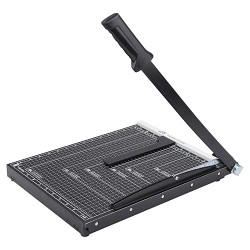 ISDIR 15" Guillotine Paper Cutter with Dual Pressure Bars, 15 Sheet Capacity, Magnetic Guide, Blade Lock, Heavy Duty Metal Base, for Cardstock, Crafts, DIY, Photos & Office