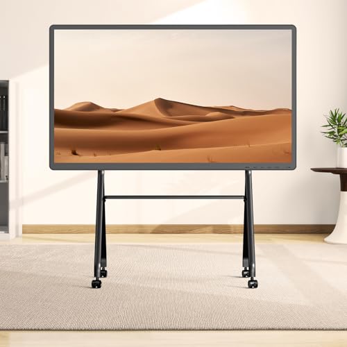 Smart Board Stand with Wheels, 55/65/75/86'' Interactive Whiteboard Stand, Mobile Stand with Four Lockable Wheels, COOLHOOD Stable and Easy to Move for Home Office School Classroom (Only Stand)