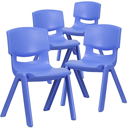 Flash Furniture 15.5 in Plastic Stackable School Chair, Blue, 4-Pack