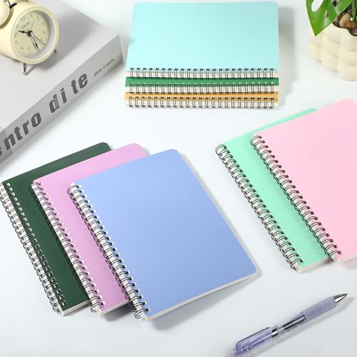 miikoul 24 Pack A5 Spiral Lined Notebooks, 8.1" X 5.5", 60 Sheets/120 Pages Wide Ruled Notebook Spiral Journals Bulk Paper Cover Notepad 12 Colors for Students Taking Class Notes Home Office Gift