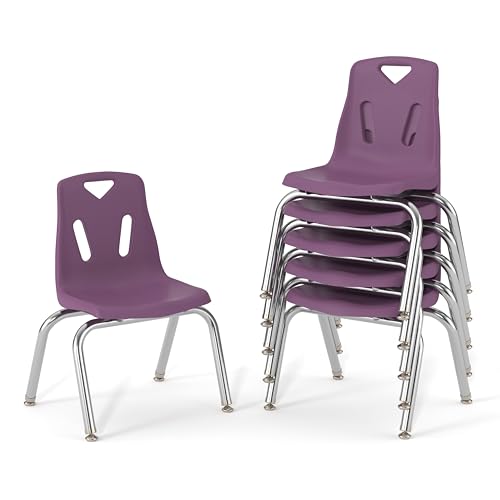 Berries Jonti-Craft 8142JC6004 Stacking Chairs with Chrome-Plated Legs, 12" Height, Purple, Pack of 6