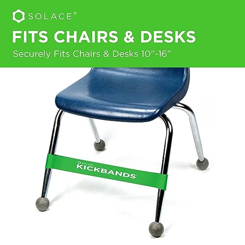 KICK BANDS Chair Bands for Kids with Fidgety Feet 12-Pack - ADHD Fidget Kickbands for Classroom Chairs & Desks - Solace Sensory Kickband (GREEN)