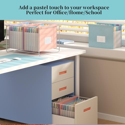 Expanding Hanging File Folders for Filing Cabinet, 7 Accordion Pockets, 1.2'' Expandable, Multi-Color Tabs, Letter Size, 50% Wheat Straw, 3 Pack (Lavender)